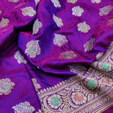 Dual Shade Pure Katan Silk Handwoven Banarasi Saree