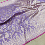 Lavender Color Pure Katan Silk Handwoven Banarasi Saree