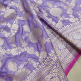 Lavender Color Pure Katan Silk Handwoven Banarasi Saree