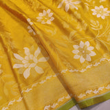 Mustard Yellow Colour Pure Katan silk ektara jamdani Banarasi saree.