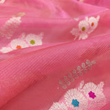 Baby Pink Color Pure Kora Silk Handwoven Banarasi Saree