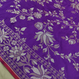 Purple Color Pure Katan silk ektara jamdani Banarasi saree.