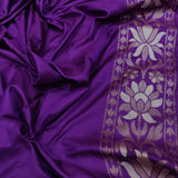 Purple Color Pure Katan silk ektara jamdani Banarasi saree.