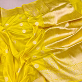 Lemon Yellow Color Pure Katan Silk Handwoven Banarasi Saree