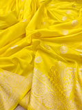 Lemon Yellow Color Pure Katan Silk Handwoven Banarasi Saree