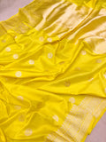 Lemon Yellow Color Pure Katan Silk Handwoven Banarasi Saree