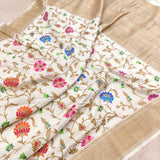 White Pure Moonga Silk Handwoven Banarasi Saree