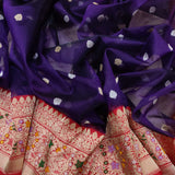 Purple Color Pure Kora Silk Handwoven Banarasi Saree