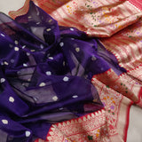 Purple Color Pure Kora Silk Handwoven Banarasi Saree