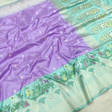 Lavender Color Katan Silk Handwoven Banarasi Saree