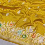 Yellow Color Pure Katan Silk Handwoven Banarasi Saree