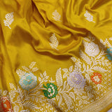 Yellow Color Pure Katan Silk Handwoven Banarasi Saree