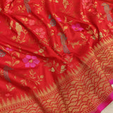 Red Color Pure Katan Silk Handwoven Banarasi Saree