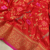 Red Color Pure Katan Silk Handwoven Banarasi Saree