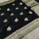 Black Colour Katan Silk Handwoven Banarasi Saree