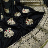 Black Colour Katan Silk Handwoven Banarasi Saree