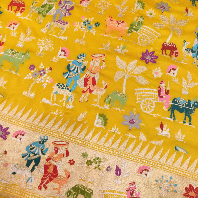 Yellow Colour Katan Silk Handwoven Banarasi Saree