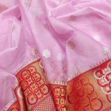 Pink Colour Pure Kora Silk Handwoven Banarasi Saree