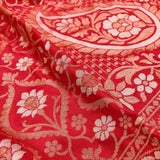 Red Color Pure Katan silk ektara jamdani Banarasi saree.