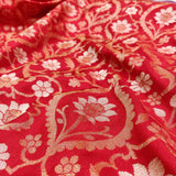 Red Color Pure Katan silk ektara jamdani Banarasi saree.