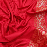 Red Color Pure Katan silk ektara jamdani Banarasi saree.