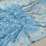 Sky Blue Color Pure Katan Silk Handwoven Banarasi Saree