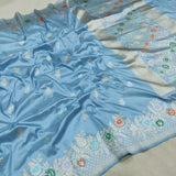 Sky Blue Color Pure Katan Silk Handwoven Banarasi Saree