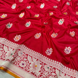 Red Color Pure Katan Silk Handwoven Banarasi Saree