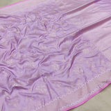 Lavender Color Katan Silk ektara jamdani Banarasi saree.