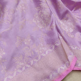 Lavender Color Katan Silk ektara jamdani Banarasi saree.