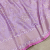 Lavender Color Katan Silk ektara jamdani Banarasi saree.