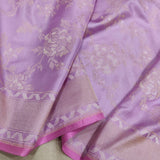 Lavender Color Katan Silk ektara jamdani Banarasi saree.