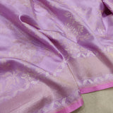 Lavender Color Katan Silk ektara jamdani Banarasi saree.