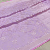 Lavender Color Katan Silk ektara jamdani Banarasi saree.