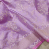 Lavender Color Katan Silk ektara jamdani Banarasi saree.