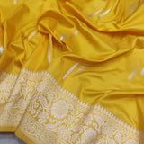 Yellow Colour Pure Katan Silk Handwoven Banarasi Saree