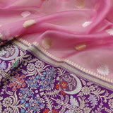 Pink Color Pure Kora Silk Handwoven Banarasi Saree