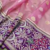 Pink Color Pure Kora Silk Handwoven Banarasi Saree