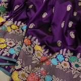 Purple Color Katan Silk Handwoven Banarasi Saree