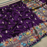 Purple Color Katan Silk Handwoven Banarasi Saree