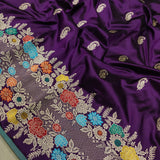 Purple Color Katan Silk Handwoven Banarasi Saree