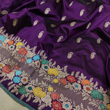 Purple Color Katan Silk Handwoven Banarasi Saree