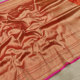 Red Color Pure Katan Silk Handwoven Tanchoi Banarasi Saree