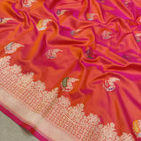 Dual Shade Katan Silk Handwoven Banarasi Saree