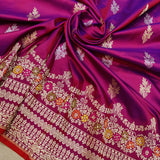 Magent Color Pure Katan Silk Handwoven Banarasi Saree