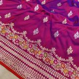 Magent Color Pure Katan Silk Handwoven Banarasi Saree