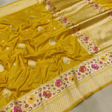 Mustard Yellow Color Pure Katan Silk Handwoven Banarasi Saree