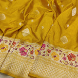 Mustard Yellow Color Pure Katan Silk Handwoven Banarasi Saree