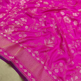 Pink Color Pure Katan silk ektara jamdani Banarasi saree.