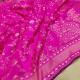 Pink Color Pure Katan silk ektara jamdani Banarasi saree.